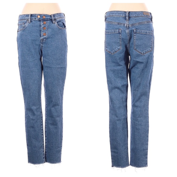 BLANK NYC Great Jones in Varsity Blue Snap Front Raw Frayed Hems Sz 27 - Picture 2 of 14